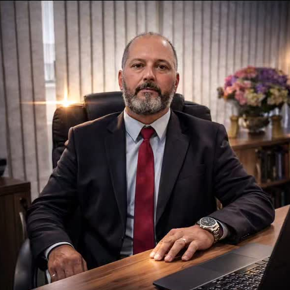 Retrato profissional de João Telmo da Silva Bottaro, advogado, em seu escritório